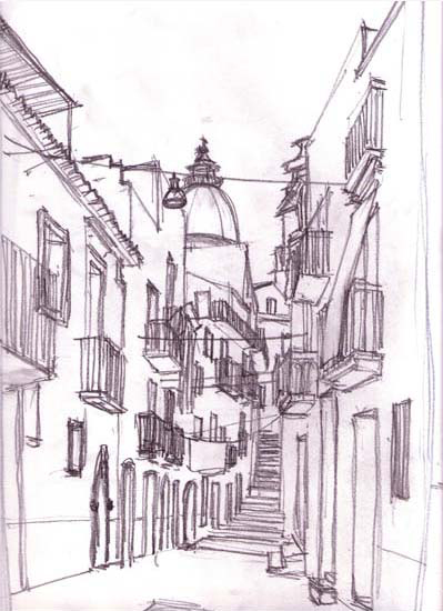 Sketch of Caltagirone street