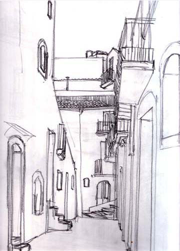 Sketch of Caltagirone street