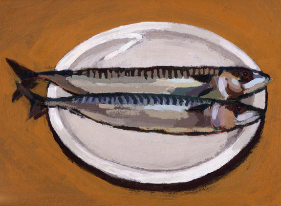 Painting of two mackerel